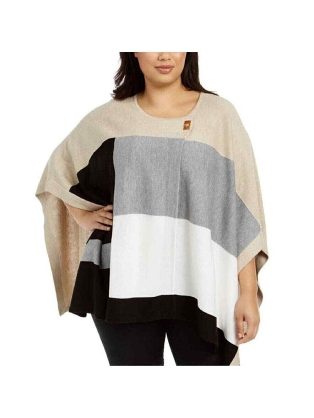 Calvin Klein Color-Block Cape Cardigan Sz OS